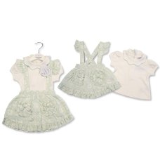 BIS-2120-6242: Baby Girls Cotton Top & Jacquard Skirt Outfit (NB-9 Months)